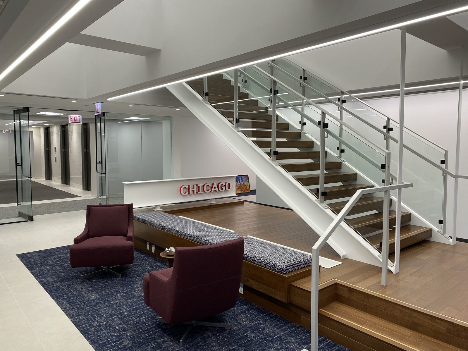 Finished commercial lobby build-out in Chicago