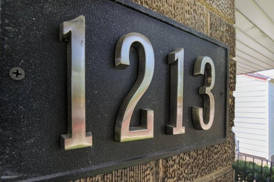 New address plaque and finish detail on an East Chicago IN home