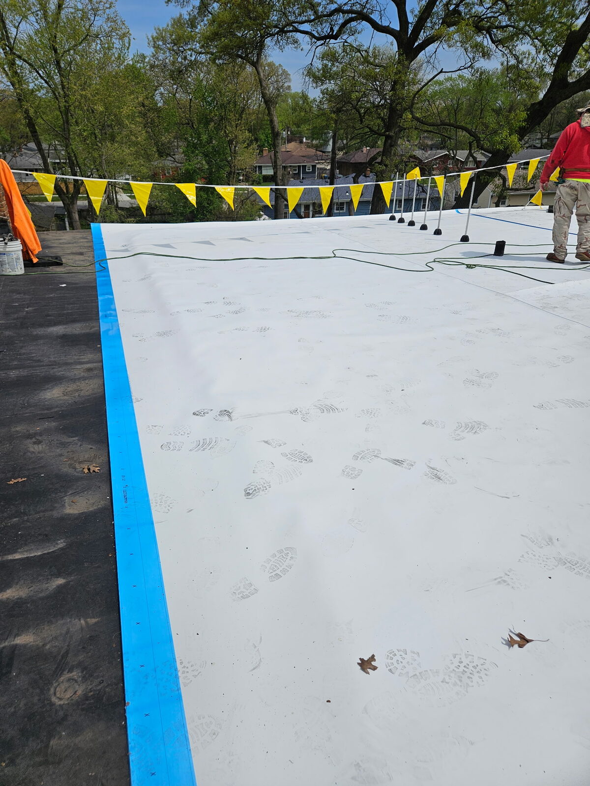 TPO flat roof installation on an apartment building in Griffith, Indiana